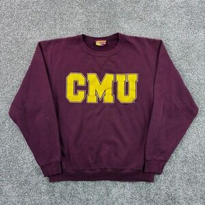 Vintage Central Michigan Chippewas Sweatshirt Mens Medium Red Crewneck Big Logo